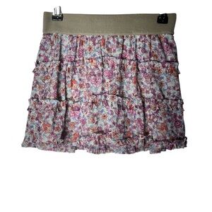 💥Justice Floral Ruffle Skort - Pink and Tan Size 10
